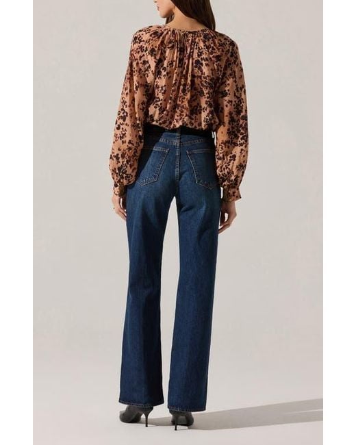 Astr Blue Reyen Long Sleeve Top