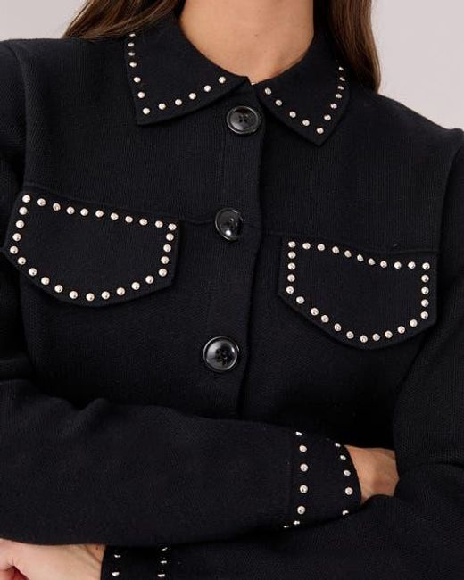 Nasty Gal Black Knitted Western Stud Detail Cardigan