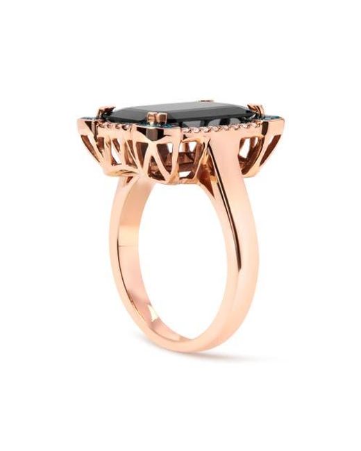 Haus of Brilliance Black 14K Onyx & 1/5 Ct Diamond Halo Cocktail Ring