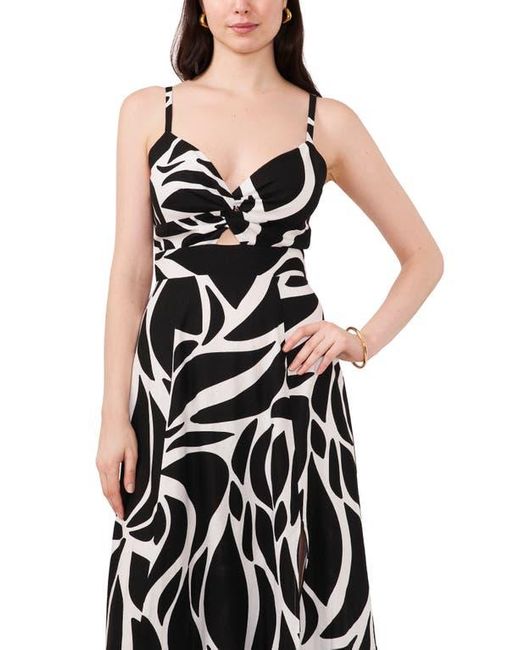 Halogen® White Printed Cutout Tie Back Maxi Sundress