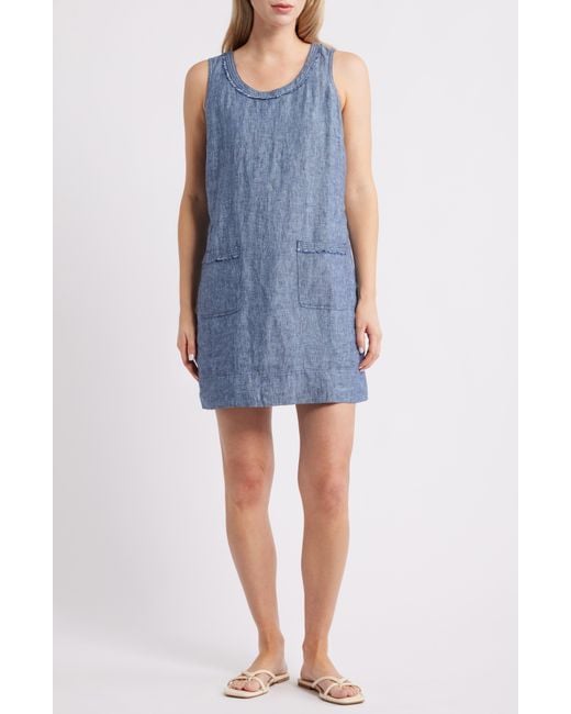 Tommy Bahama Blue Two Palms Patch Pocket Linen Shift