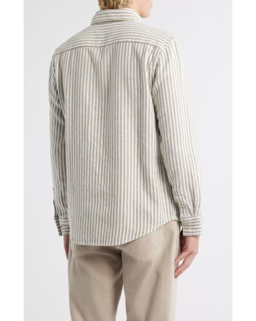 Alex Crane Gray Cloud Stripe Organic Cotton Flannel Button-Up Shirt for men