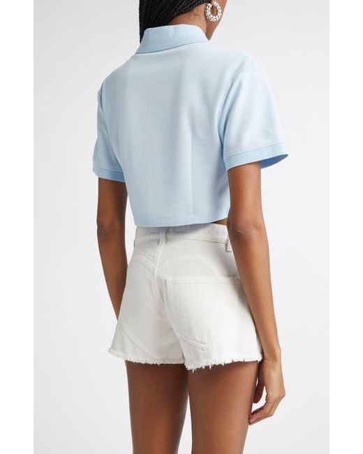 Area White Crystal Heart Cutout Crop Polo