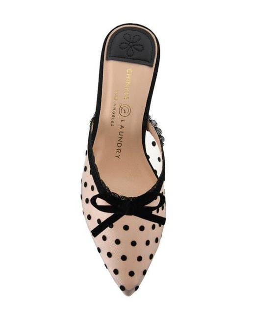 Chinese Laundry White Mel Dot Mesh Pointed Toe Pump