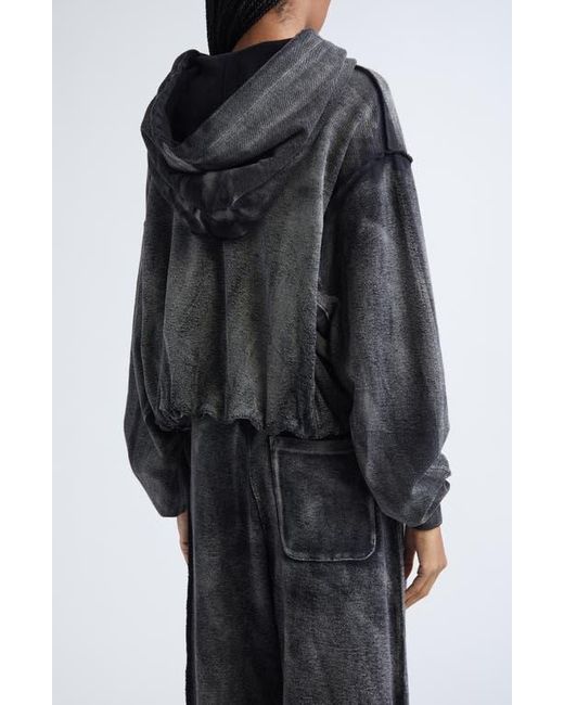 R13 Black Balloon Bubble Hem Cotton Hoodie