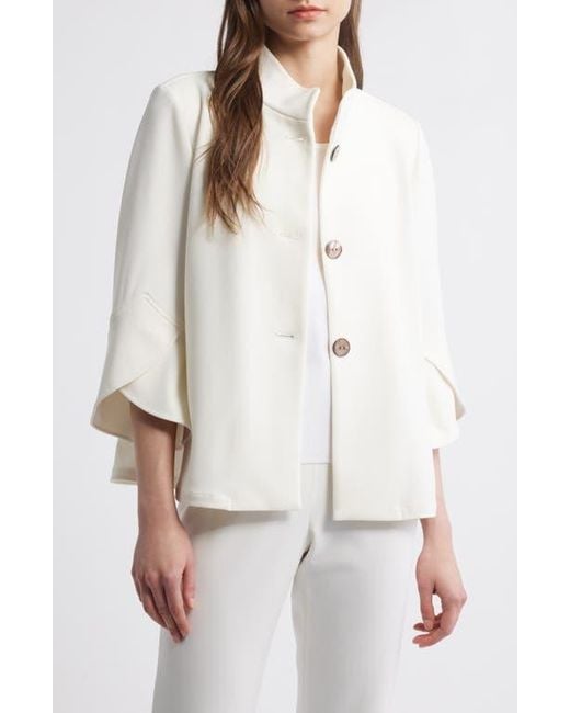 Ming Wang White Layered Tulip Sleeve Jacket