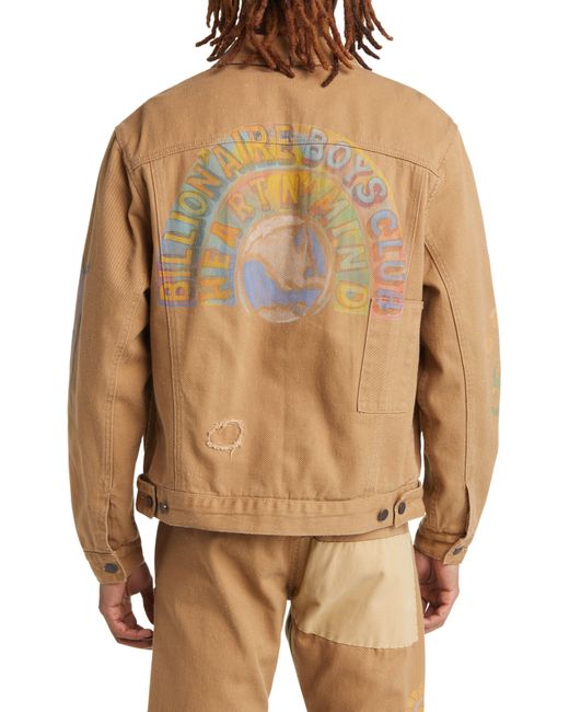 BBCICECREAM Brown Earth Cotton Denim Graphic Trucker Jacket for men