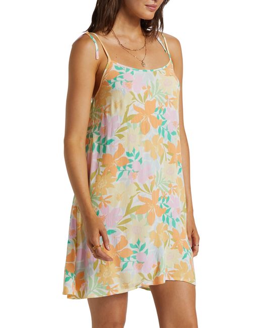 Billabong Yellow Your Love Floral Tie Strap Sundress