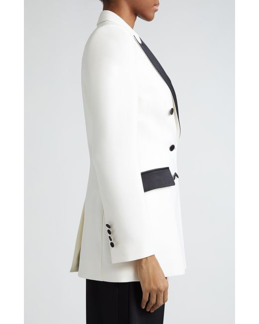 Dolce & Gabbana Black Contrast Detail Double Breasted Wool Blend Blazer