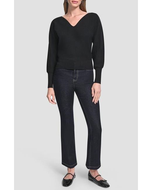 DKNY Black V-Neck Dolman Sleeve Sweater