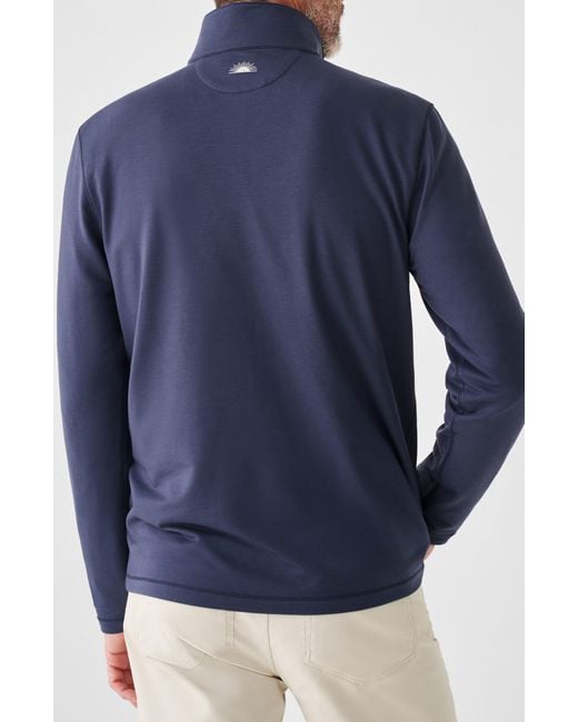 Faherty Brand Blue Movement Stripe Quarter Zip Pullover for men