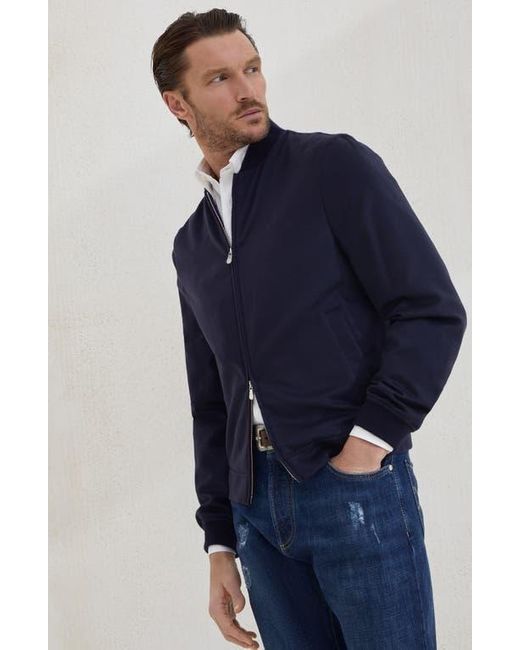 Brunello Cucinelli Blue Cashmere Bomber for men