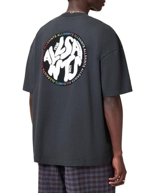 AllSaints Black Pride Distortion Oversize Graphic T-Shirt for men
