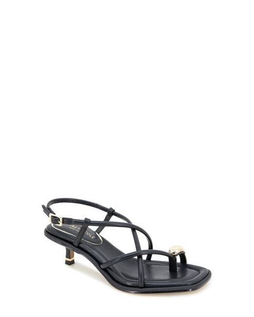 Kenneth Cole Black Gatlyn Ankle Strap Kitten Heel Sandal