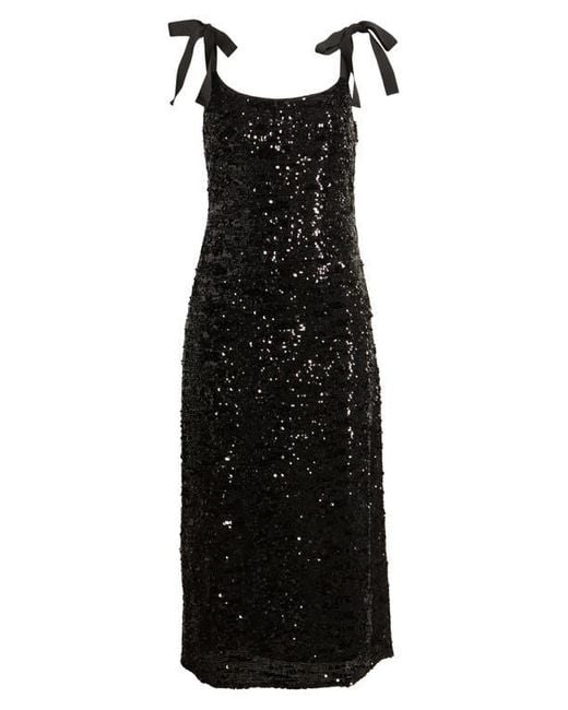 chelsea28 sequin dress Sequin Tie Shoulder Midi Dress