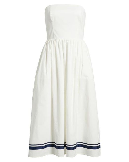 Charles Henry White Strapless Midi Dress