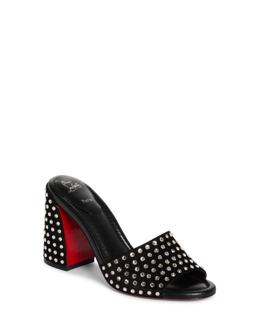 Christian Louboutin Black Jane Crystal Embellished Slide Sandal