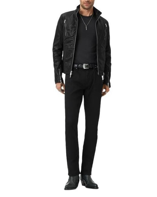 John Varvatos Black Jared Leather Racer Jacket for men