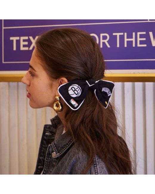 Lele Sadoughi Black Nba Brooklyn Nets Bow Barrette