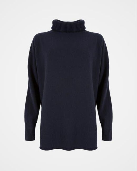 Celtic & Co. Blue Geelong Wool Slouch Turtleneck Sweater