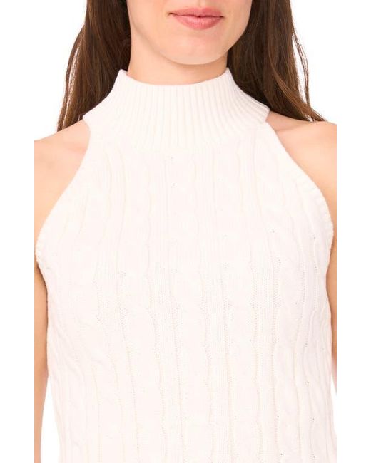 Halogen® Blue Turtleneck Cable Stitch Cotton Sweater Tank
