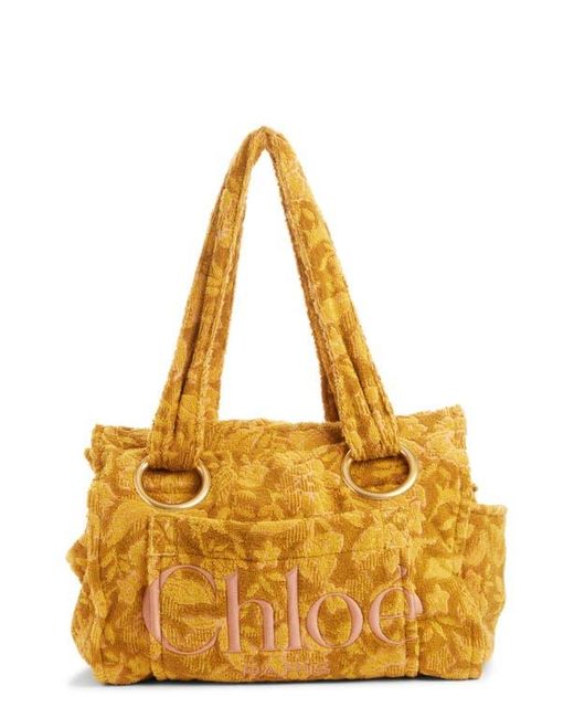 Chloé Yellow Large Plage Terry Cloth Tote