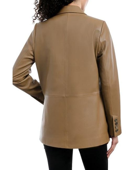 Michael Kors Natural Oversized Leather Blazer Jacket