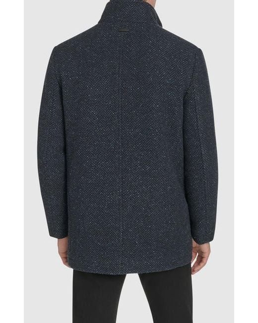 Andrew Marc Black Dorsey Plaid Wool Blend Car Coat for men