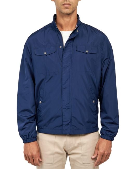 Con.struct Blue Slim Fit Solid Hybrid Field Jacket for men