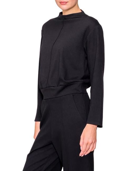 MELLODAY Black Funnel Neck Pullover
