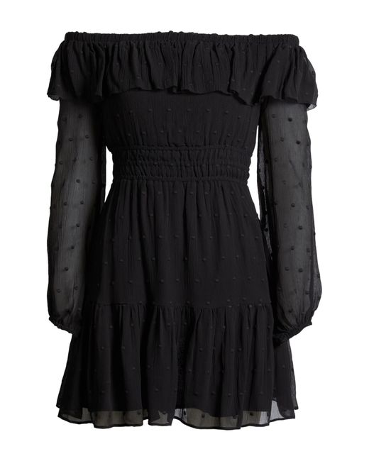 PAIGE Black Seine Off The Shoulder Silk Dress