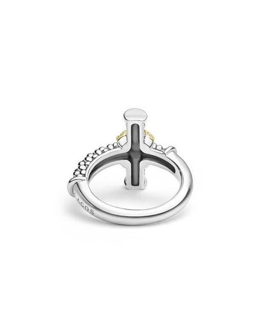 Lagos White Anthem 2-Tone Diamond Cross Necklace