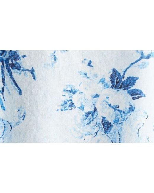 Erdem Blue Floral Print Button-up Shirt