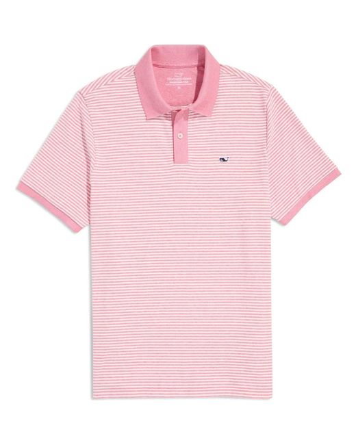 Vineyard Vines Pink Stripe Edgartown Performance Polo for men