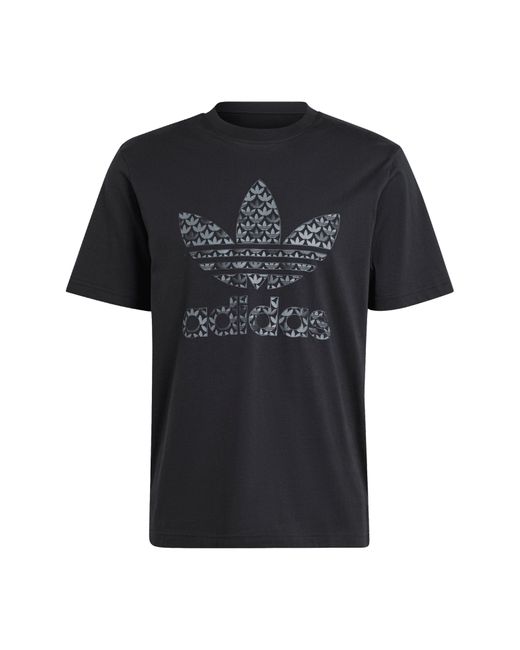 Adidas Originals Black Mono Trefoil Logo Graphic T-shirt for men