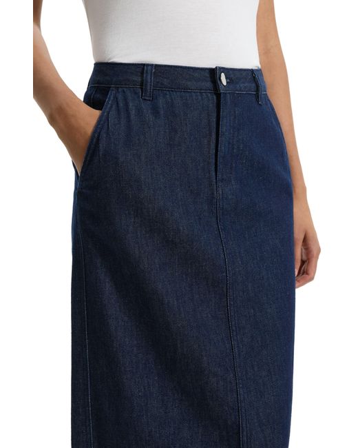 Theory Blue Denim Maxi Skirt