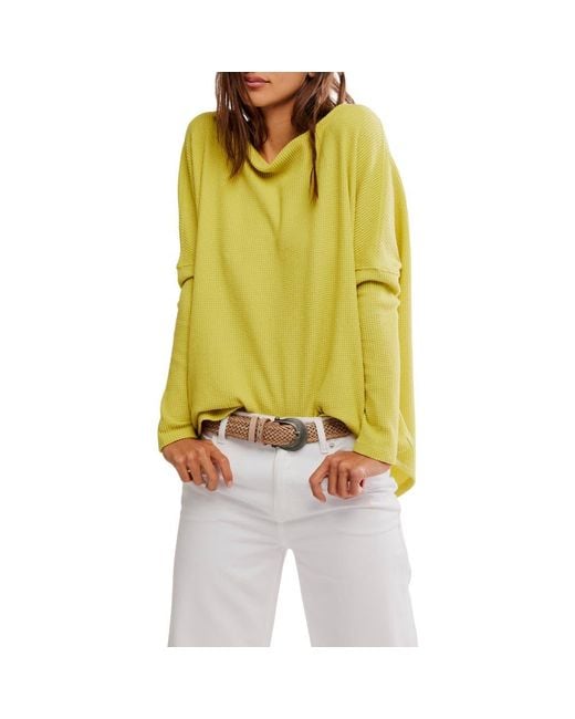 Free People Yellow Latte Oversize Thermal Top
