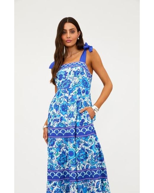 Beach Riot Floral Tie Strap Cover-Up Maxi Dress in Blue | Lyst