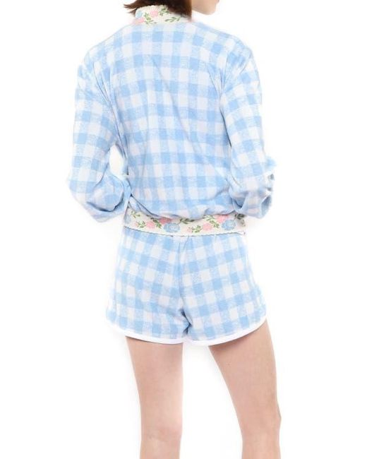 Anna Sui Blue Gingham Terry Jacket