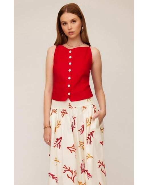 Fifteen Twenty Red Elis Linen Button-Up Top