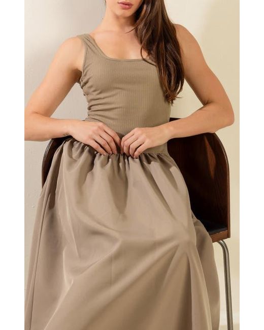 FREEMARKET Natural Sleeveless Mixed Media Maxi Dress