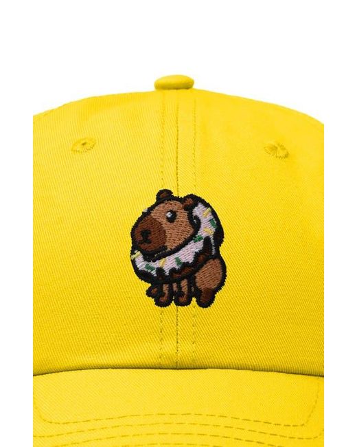 Alix Yellow Capybara Donut Embroidered Cap for men