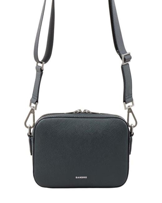 Sandro Gray Small Reconstituted Leather Bag for men
