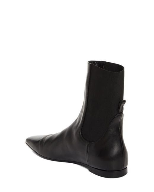 Totême  Black Square Toe Flat Chelsea Boot