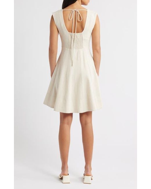 Charles Henry Natural Linen Blend Fit & Flare Dress