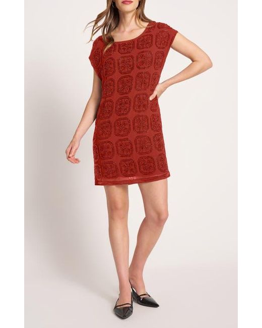 Matty M Women's Red Beaded Cap Sleeve Shift Minidress - www.disolcolor.com