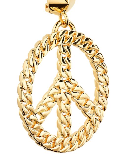 Moschino Metallic Chain Link Peace Clip-on Drop Earrings