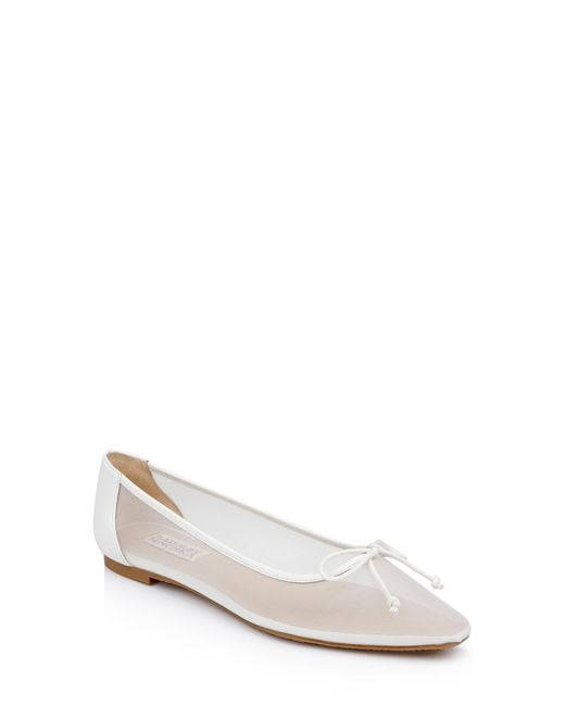 Badgley Mischka Cam Pointed Toe Ballet Flat in White | Lyst