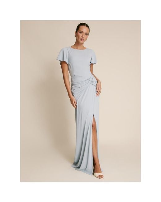 Six Stories Natural Knot Panel Flutter Sleeve Maxi Dress