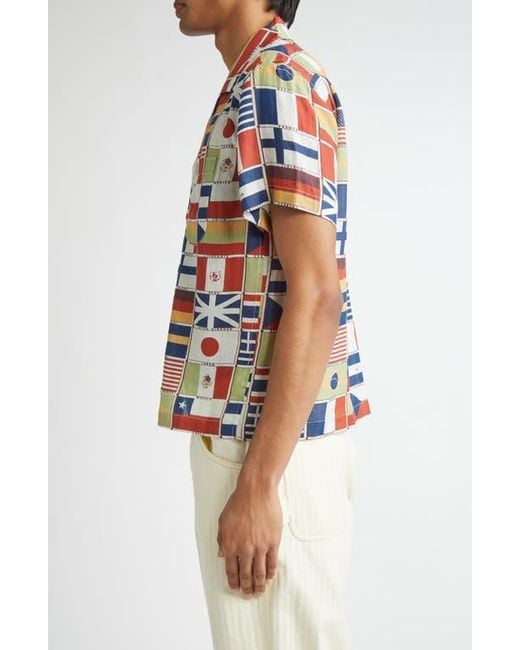 Bode Multicolor International Linen Camp Shirt for men